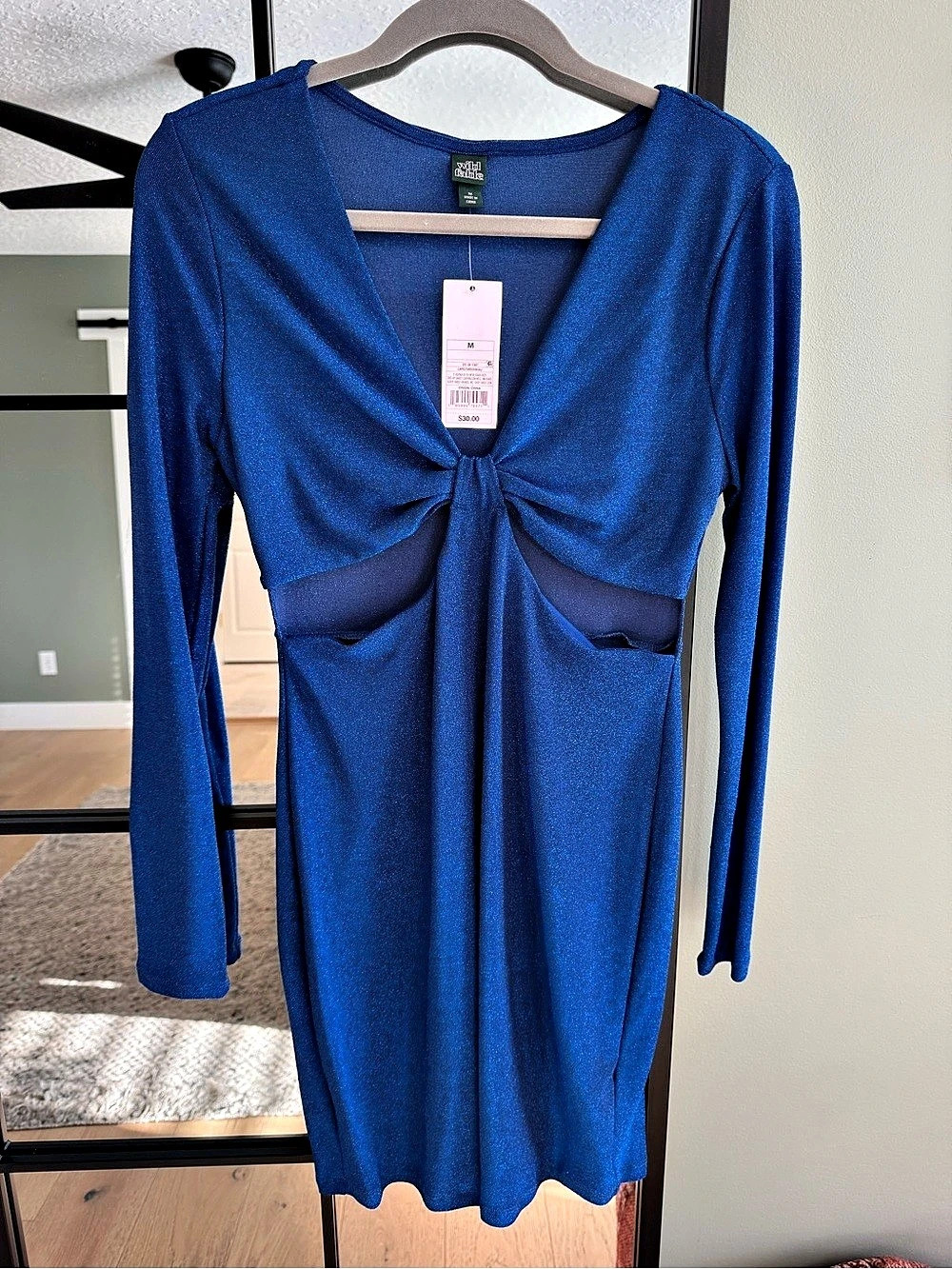 Wild Fable Blue Long Sleeve Mini Dress NWT- Medium